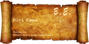 Biri Emma névjegykártya